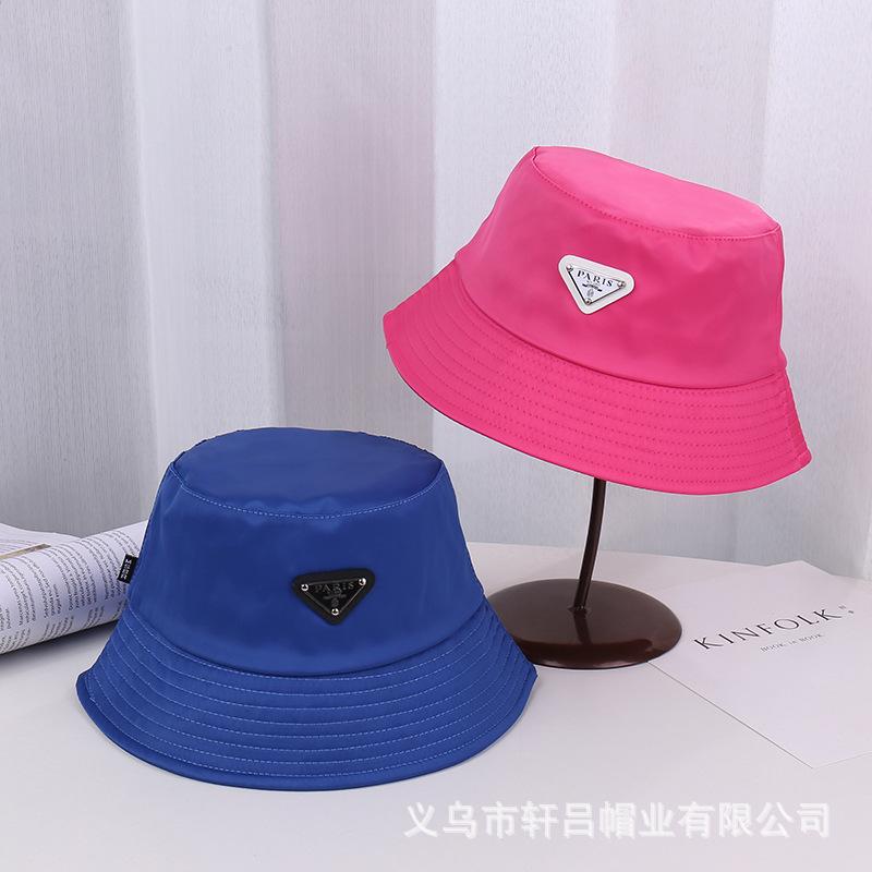Smooth Satin Bucket Hat Women's New Casual Fashion Triangle Labeling Sunshade Basin Hat Sunscreen Bucket Hat