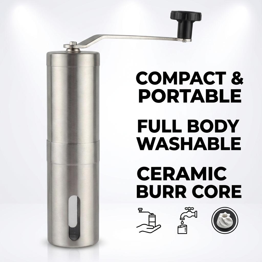 Ручная кофемолка, портативная кофемолка, мини-мельница из нержавеющей стали, легкая ручная мельница, пенообразователь, кухонные аксессуары, инструмент S