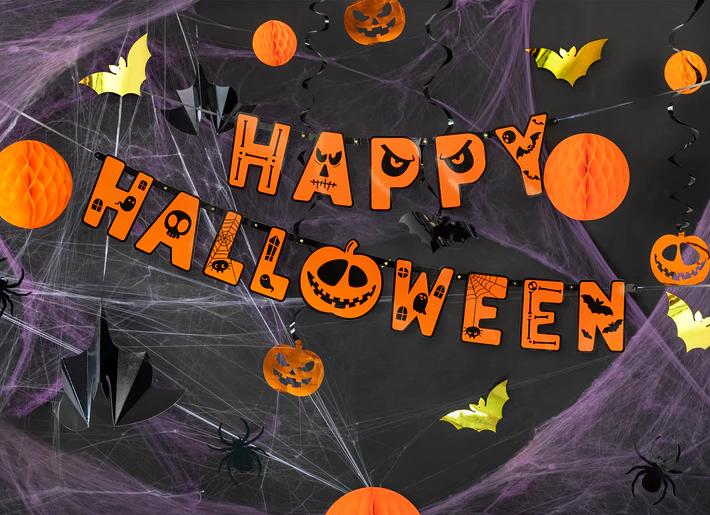Baner Happy Halloween Z Dynią Pomarańczowy 185Cm