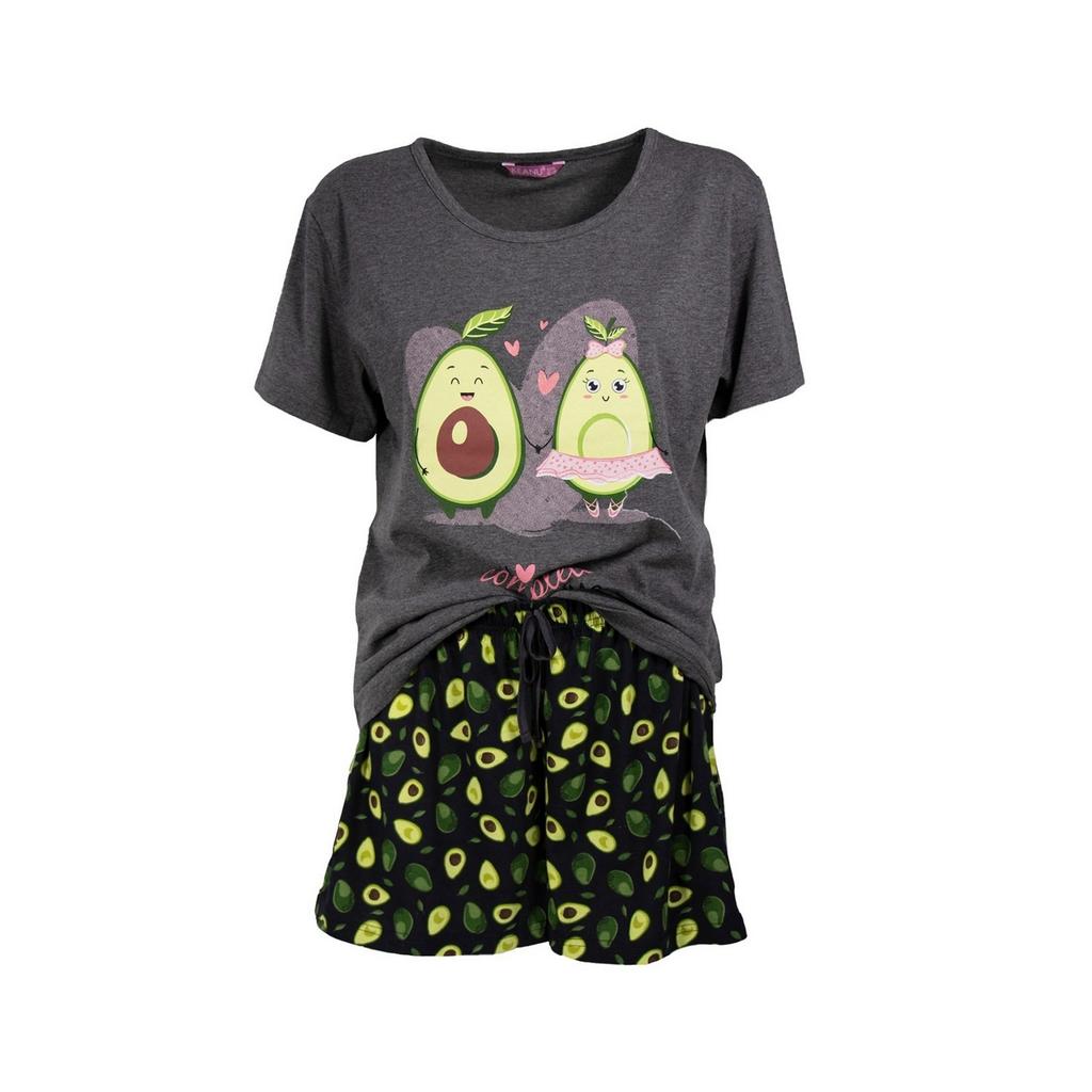 Keanu Womens/Ladies You Complete Me Avocado Short-Sleeved Short Pyjama Set