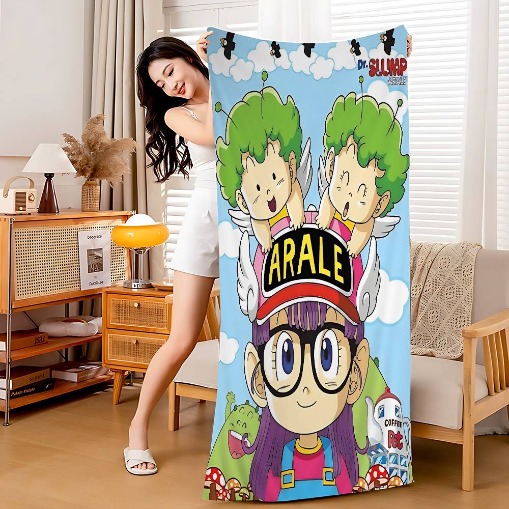 

Cute K-Kawaii Dr. Slump Anime Beach Swimming Towel Soft Absorbent Washcloth Children s Gifts For Kids Travel Camping Gym W30*H60(CM)