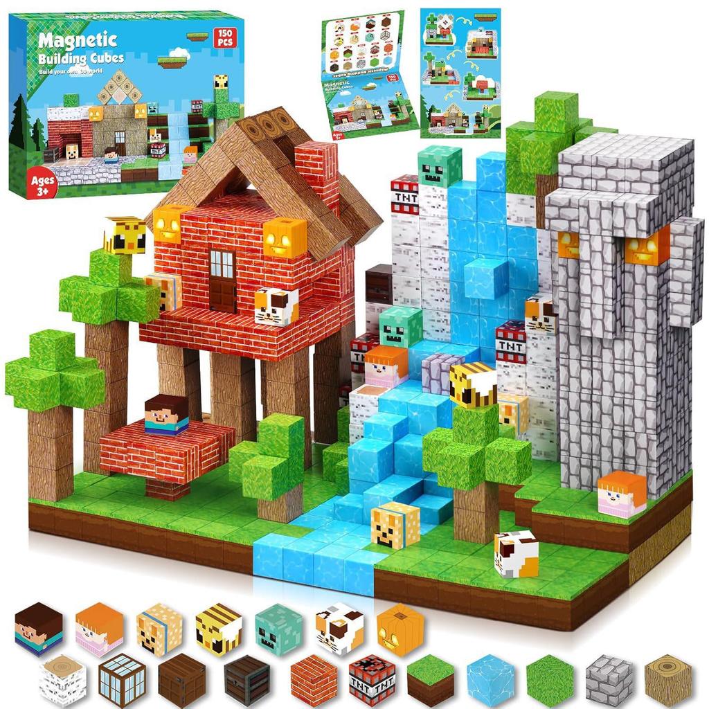 Blue Castle Magnetic Cube Building Blocks - 3D Educational Montessori Toy