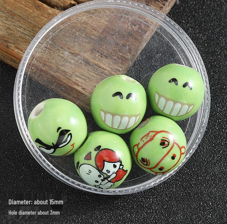 

14mm Colorful Cartoon Expression Ceramic Beads, Loose Round Beads for DIY Jewelry and Bracelet Making. 14mm QQ Expression Ceramic Bead