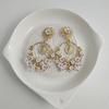 Retro Pastoral Large Hoop Earrings with Ceramic Flowers for Women