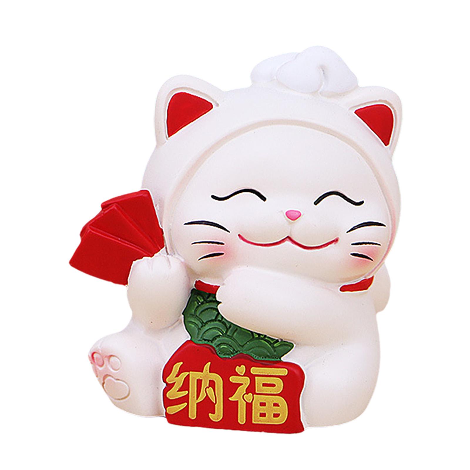 

Lucky Cat Figurine Cute Kitten Statue Desktop Ornament Car Dashboard Decoration for Cabinet Shelf Desk Office Souvenir Gift