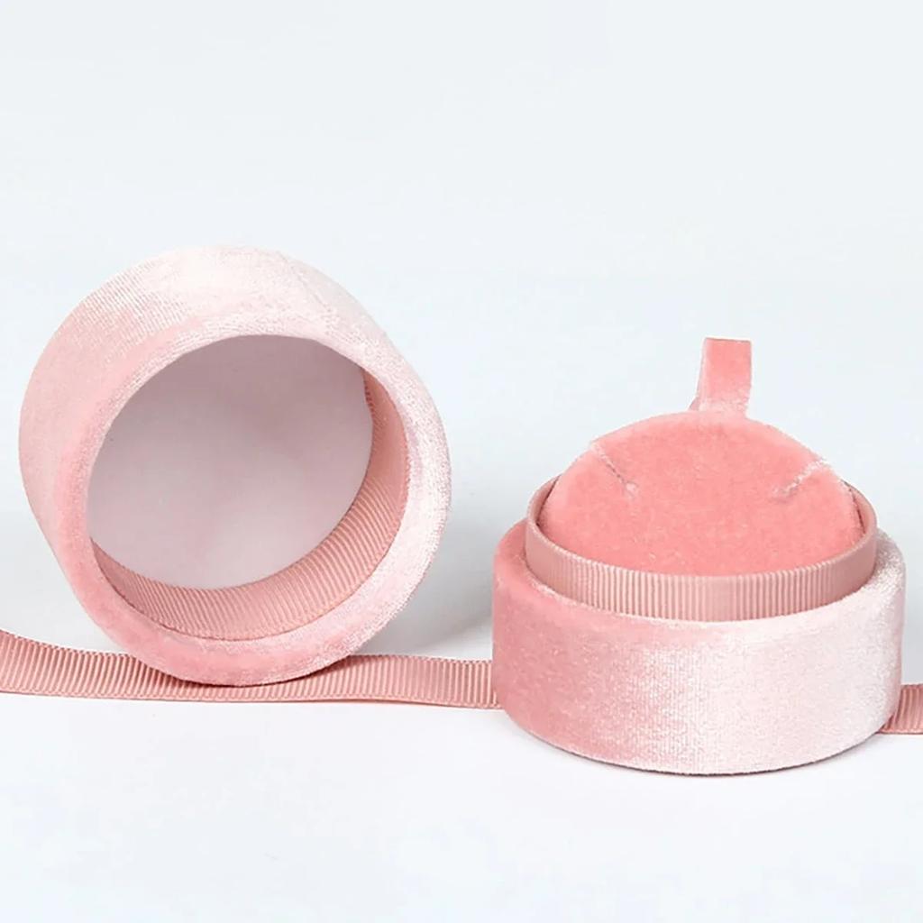 Delicate Handmade vintage velvet pendant necklace boxes gift box pink ribbon storage ring boxes jewelry packaging