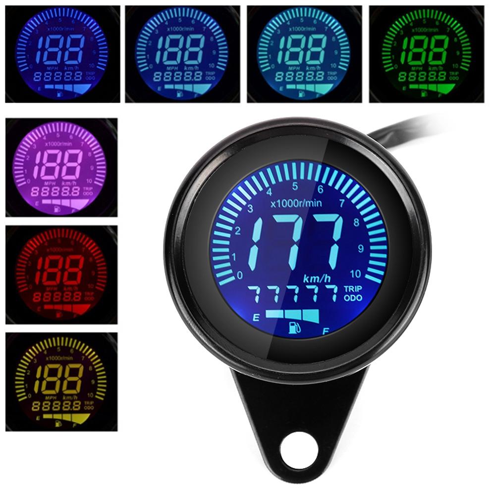 Motorcycle 7 Colors LCD Meter Speedometer Odometer Gauge Instrument Modification Accessory