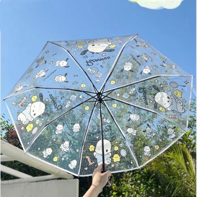 Transparentní kreslený deštník Ins Automatický skládací slunečník Přenosný větruodolný Roztomilé anime Deštník Rain Gear Dívka Dárky k narozeninám