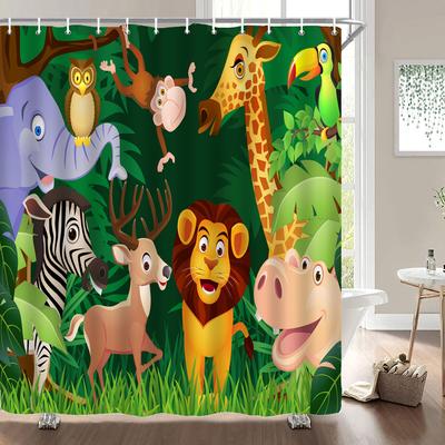 Cartoon Animals Bathroom Curtains Shower Curtain Lovely Childs With Hooks Waterproof Polyester Home 180*200 Bathing Curtain