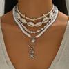 Natural Pearl Shell Necklace Multilayer Elegant Neck Accessory For Ladies