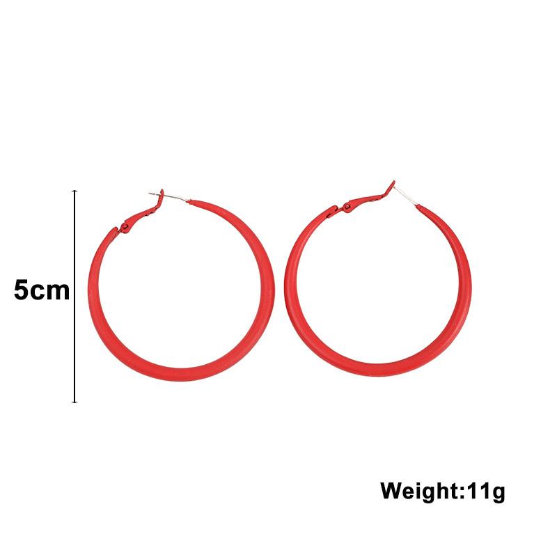 Fashion New Women's Hoop Earrings Red Pink Blue Green Smooth Loop Earrings for Female Exaggerated Ear Zircon Unusual Earrings