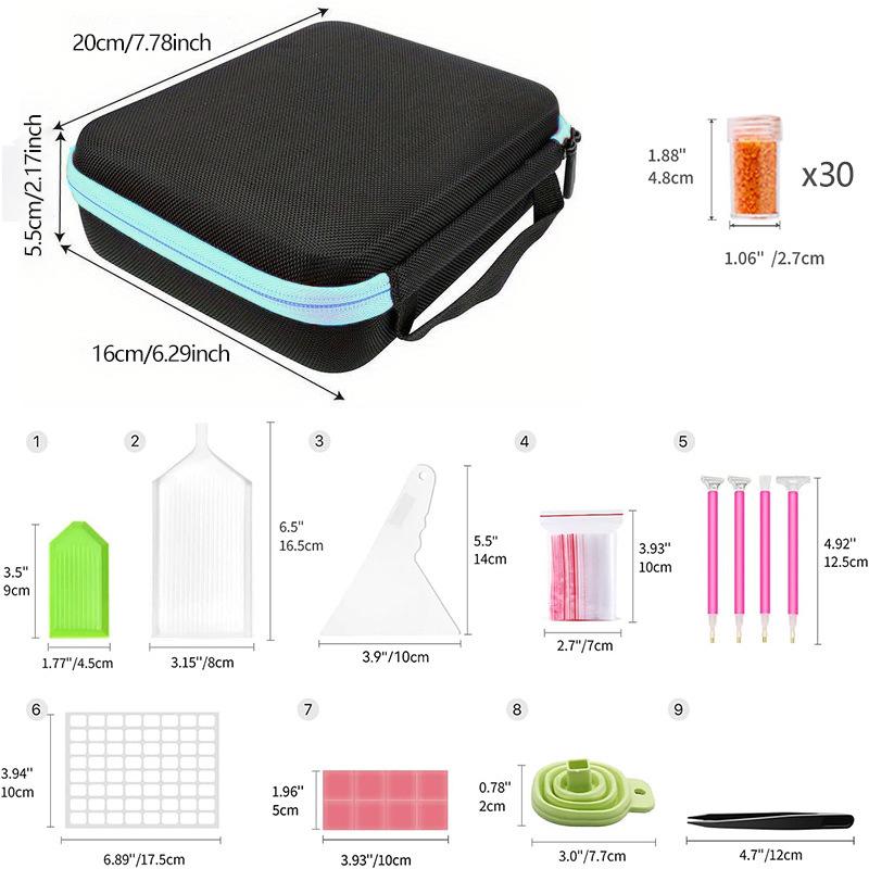 60 Grids Multi-Function Diamond Painting Kit with Essential Oil Storage Portable Carrying Case & Organizer