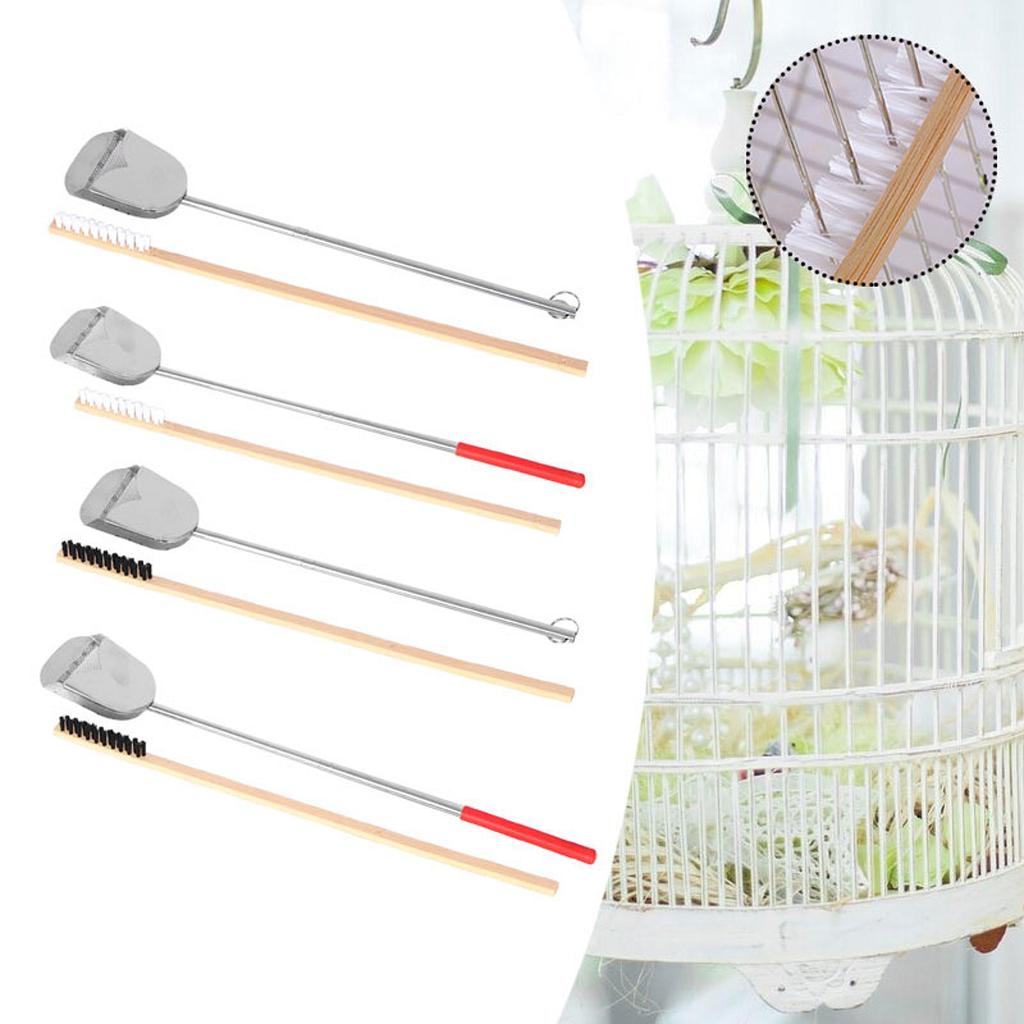 Bird Cage Tools Stainless Steel Remover and Brush Set Efficient Cleaner for Parrot Bird Cage