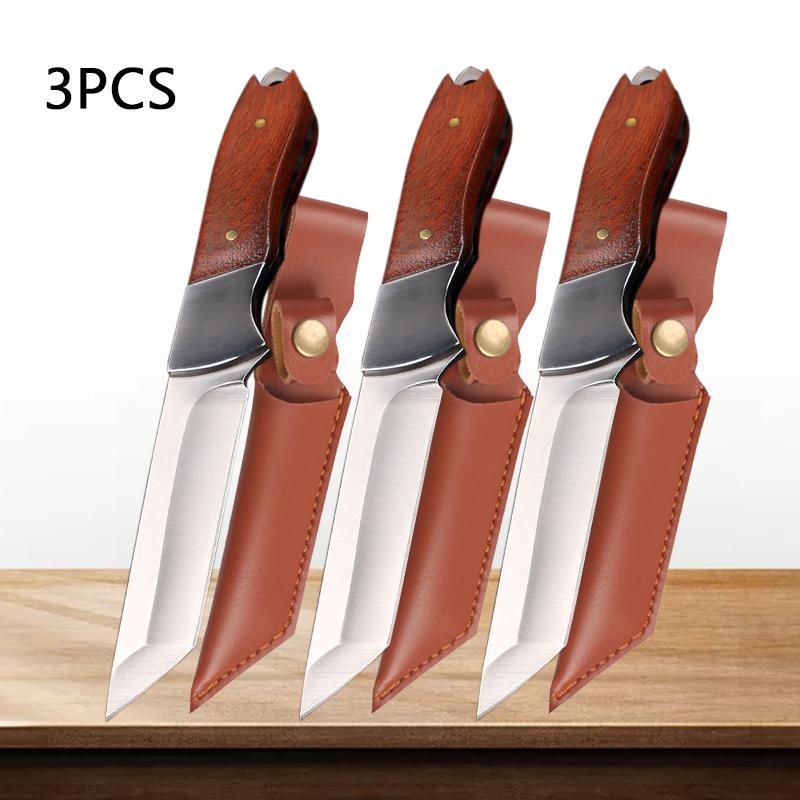 Stainless Steel Professional Boning Knife Vegetable Fruit Slicing Knife Sheep Beef Meat Cleaver Cutting Knife with Wood Handle