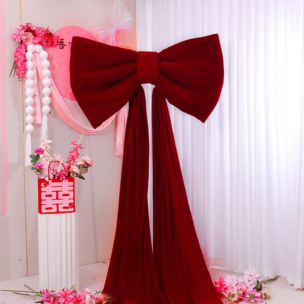 Wedding Bow Decoration Soft Lightweight Bow Extra Velvet Reusable Christmas Bow Tree Topper Holiday Ribbon Decoration