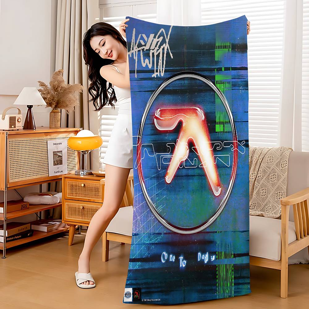Pop Band A_Aphex T_Twin Anime Beach Swimming Towel Soft Absorbent Washcloth Children's Gifts For Kids Travel Camping Gym