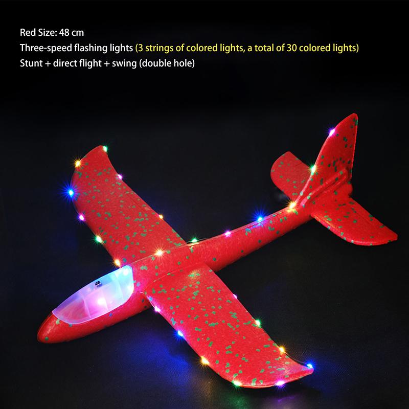1 Set Outdoor Game Aircraft Model 24/48Cm Foam Plane Kits Flying Glider Toy With Led Light Hand Throw Airplane Toys For Kids