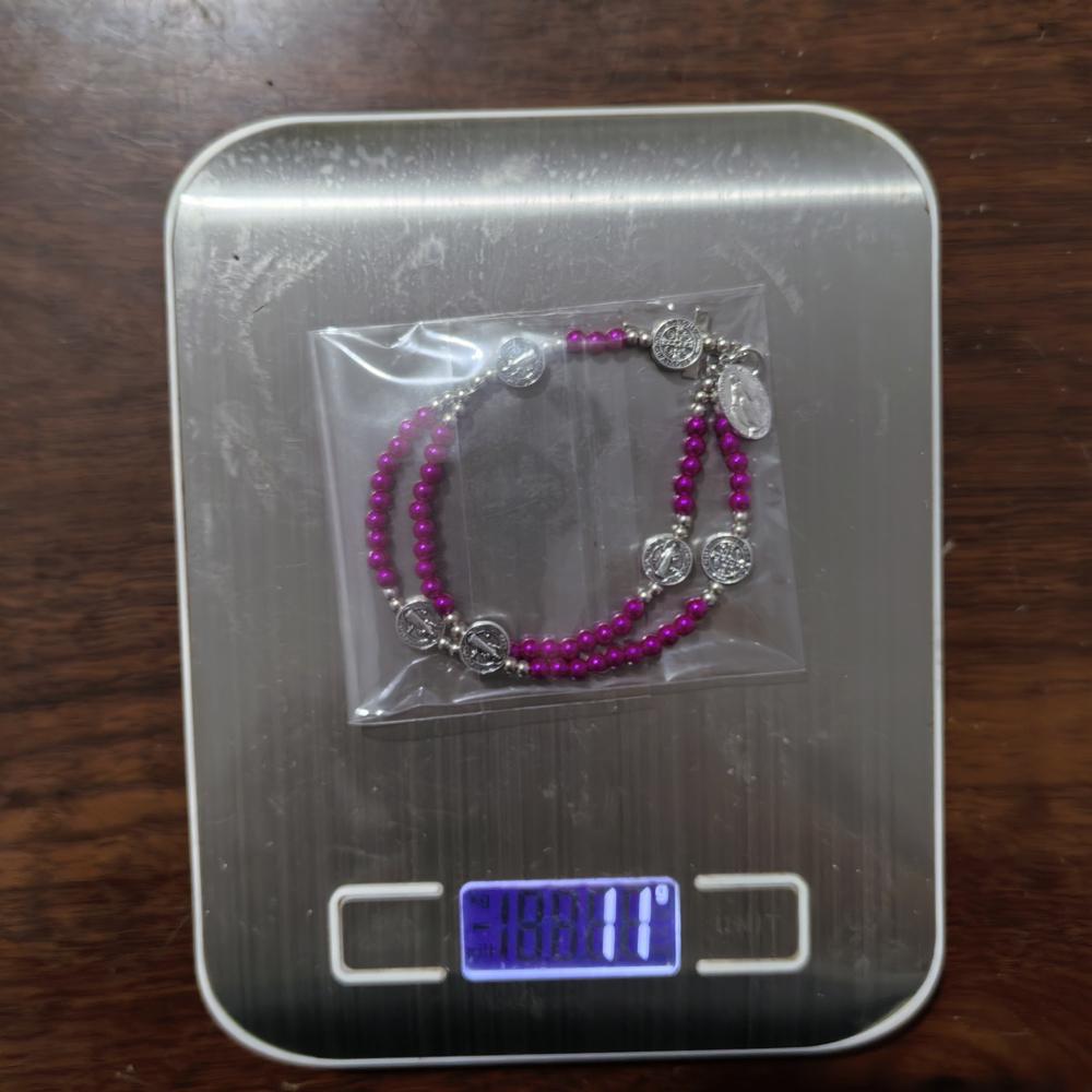 Bohemian Style Double-layer Pink Bead Exorcist Holy Brand Cross Pendant Weaving Ornament Bracelet for Saint