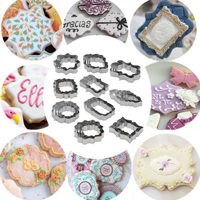 4 Stücke Edelstahl Fondant Kuchen Stahl Tags Rahmen Cutter Plätzchenform Dekorative Werkzeuge