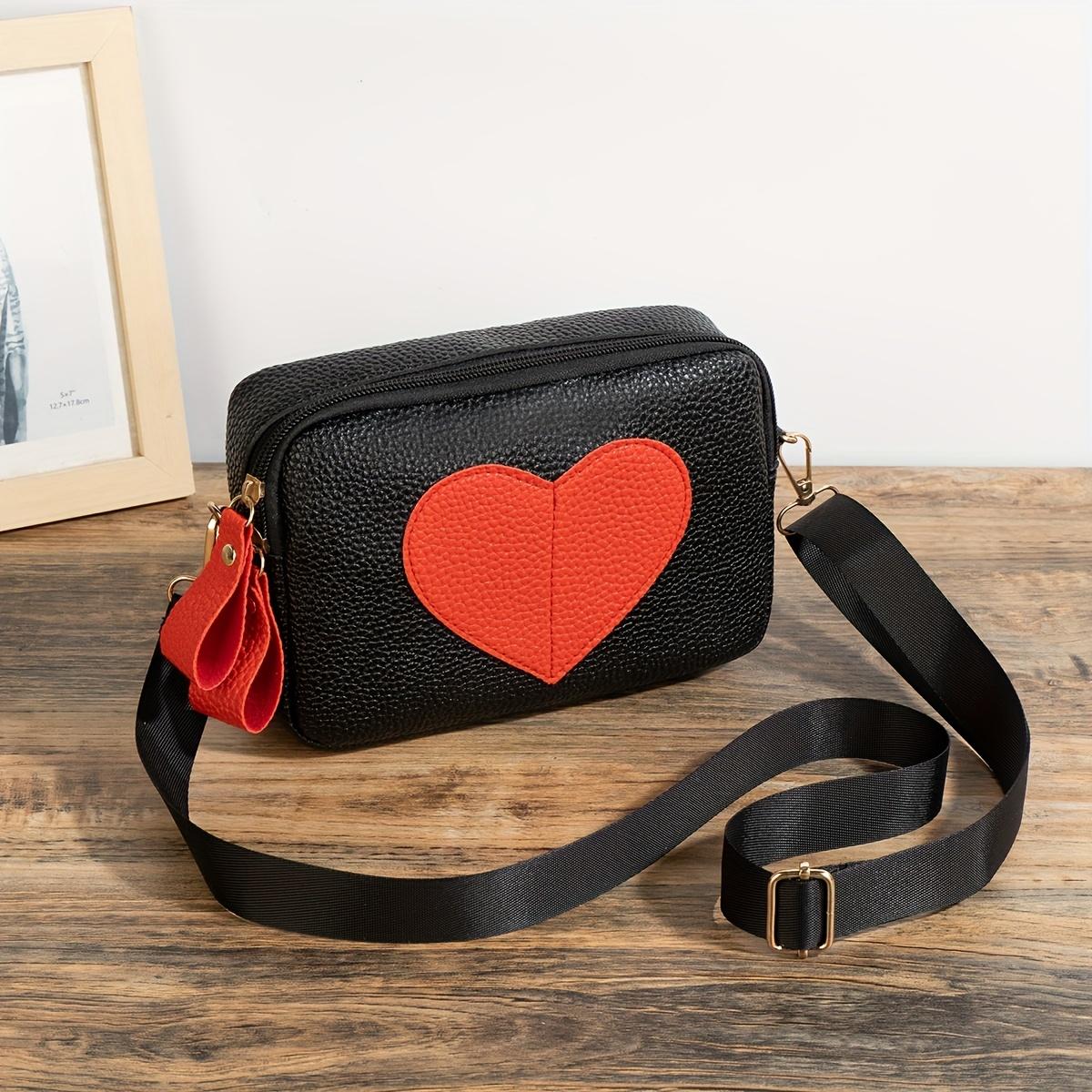 

Lychee Pattern Heart-Shaped Crossbody Bag, Stylish Mini Shoulder Bag, Women S Zippered Square Wallet, Suitable for Women, Girls чёрный