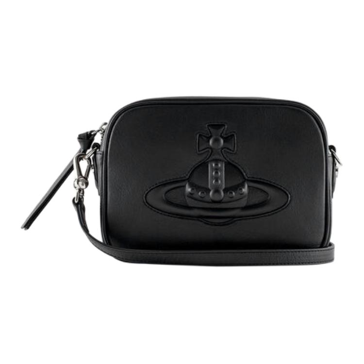 

VIVIENNE WESTWOOD Anna Detachable Strap Zipper Leather Shoulder Crossbody Bag Women Bags Black 48020005UL001BLACK Basic Set (Bag+Dust Bag)