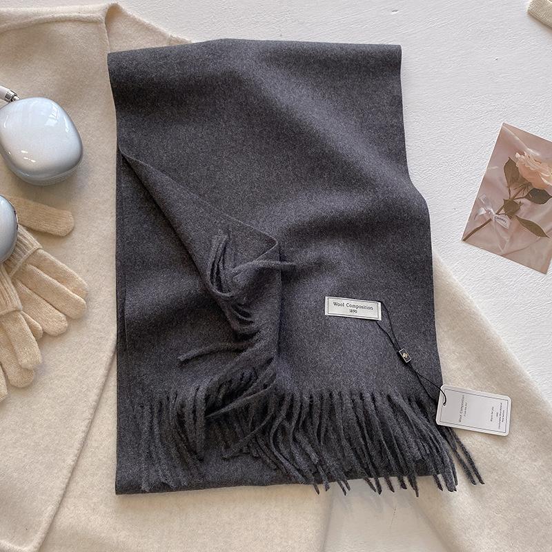 Luxury Wool Scarf For Women Fashion Warm Cashmere Scarves Korean Style Solid Knitted Shawl Wrap Pashmina Bandana Christmas Gift