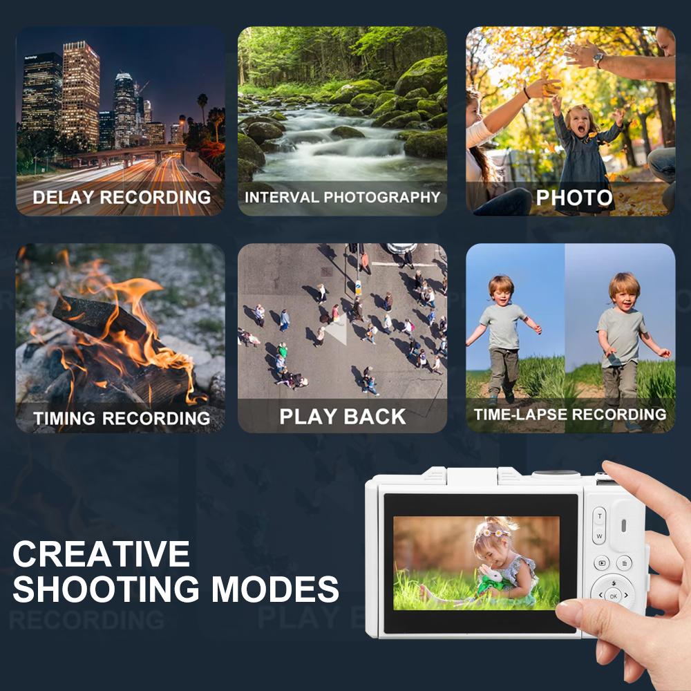 Compact Digital Photography Camera 4K 18X Digital Zoom Vintage Video Recorder YouTube WiFi Webcam 64MP 180° Flip Screen Cameras