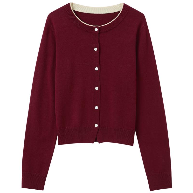 Sancai 2026 Spring Round Neck Knit Cardigan