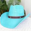 Cappello da cowboy in paglia da donna cappello da spiaggia cappello jazz con accessori da fornaio moda estate