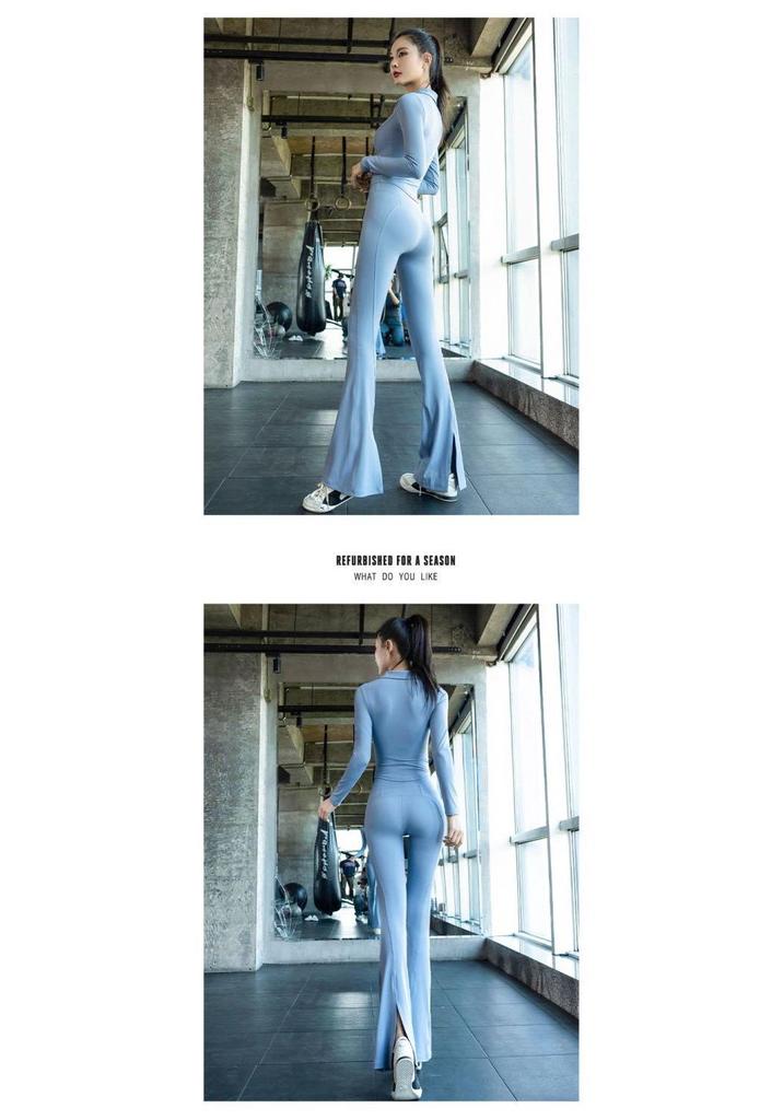 Women's Professional Yoga Suit with Chest Pads – Summer Pilates Training, Lapel, Long Sleeves, Outdoor-Ready Tight-Fitting Fitness Wear