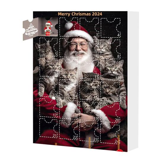 2024 Pet Advent Calendar 2D Flat Acrylic Cat Dog Pendants Christmas Tree Hanging Ornament Xmas Countdown Calendar for Home Decor