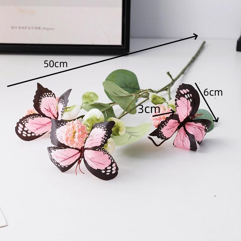 3-Forked Butterfly Dandelion Artificial Flower Party Wedding Decoration Fake Flowers Home Decoration Single Bouquet Plastic Flowers Plastic Flowers