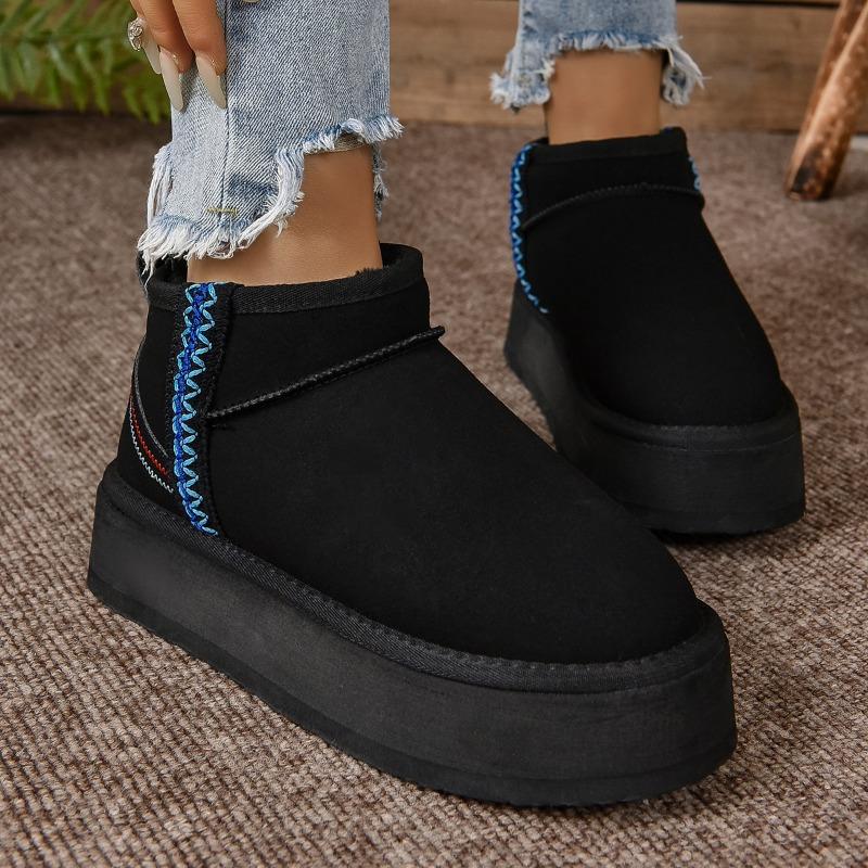Fashion 2025 New Thick Plush Platform Snow Boots Women Winter Warm Fur Cotton Shoes Woman Faux Suede Slip-On Ankle Boots Shoes