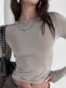 2025 Spring/Fall Women's Slim Fit Solid Color Long Sleeve Round Neck T-Shirt