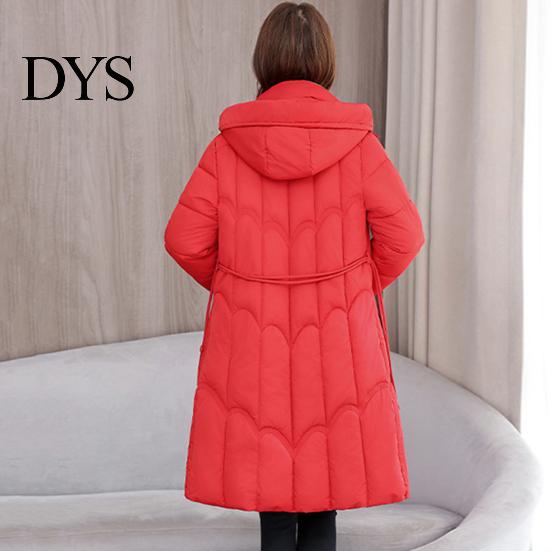 Multiple Pocket Cotton Jacket Lady Winter Down Coat Thickened Padded Hooded Pockets Zipper Closure Knee Mid-length Length Windproof Heat Retention