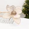 Velvet Texture Artificial Christmas Flower Three-Layer Sparkling Xmas Poinsettia Ornament DIY Craft Realistic