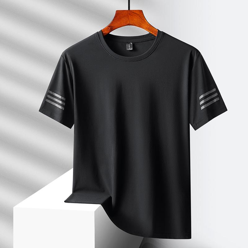 

Быстросохнущая одежда для активного отдыха, мужская футболка с короткими рукавами, летняя дышащая спортивная футболка с круглым вырезом для бега и фитнеса больших размеров с короткими рукавами XL чёрный