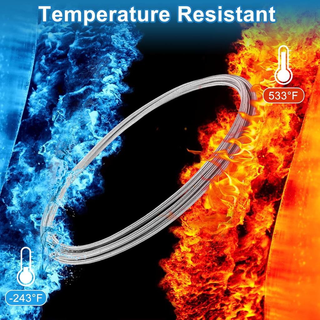 AN4 Fuel Line Hose 4AN 15ft Vacuum Hose Automotive Fuel Hose PTFE Rubber,Stainless Steel Silver Tone 1 Pcs