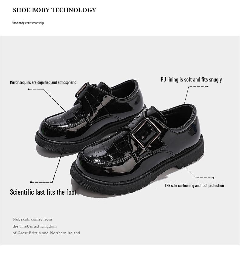 Boys' Black Leather Stage Performance Shoes - Gentleman Style for Spring & Autumn 2026