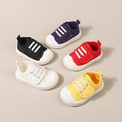 Kinder-Canvas-Schuhe, atmungsaktive Baby-Frühlings-Herbst-Schuhe, modische rutschfeste Klettverschluss-Canvas-Schuhe für Jungen, Stoffschuhe für Mädchen, weiche Sohle
