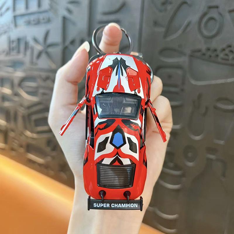

Creative Double Door Graffiti Pull Back Sports Car Keychain Fun Student Toys Backpack Small Pendant Racing Car Model KeyChain
