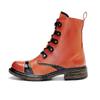 Johnature Short Boots Vintage Genuine Leather Solid Color Comfortable Handmade Women Shoes