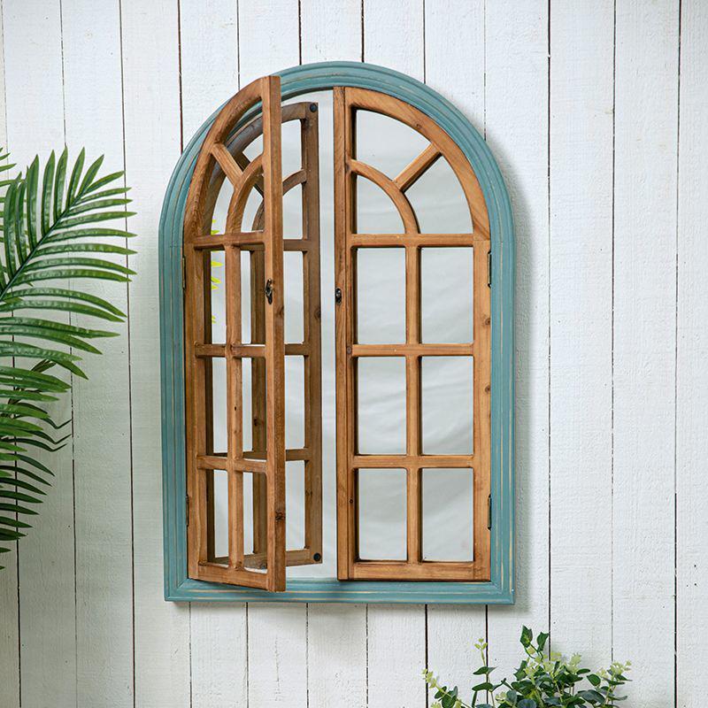 French-Style Solid Wood Shutter Mirror for Electrical Box Covering and Corridor Decor
