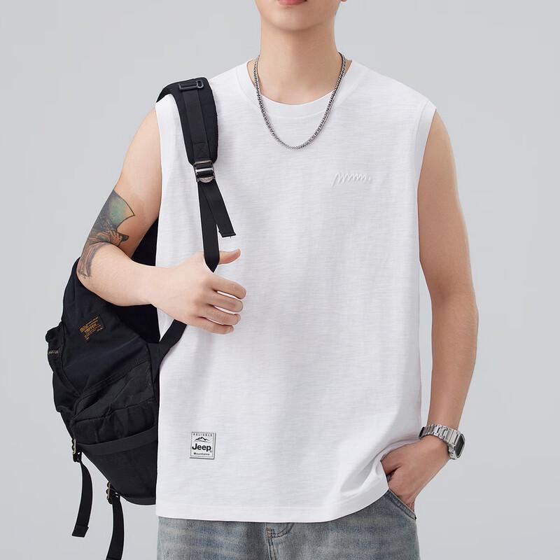 Jeep Men's Pure Cotton Sleeveless Round Neck Vest