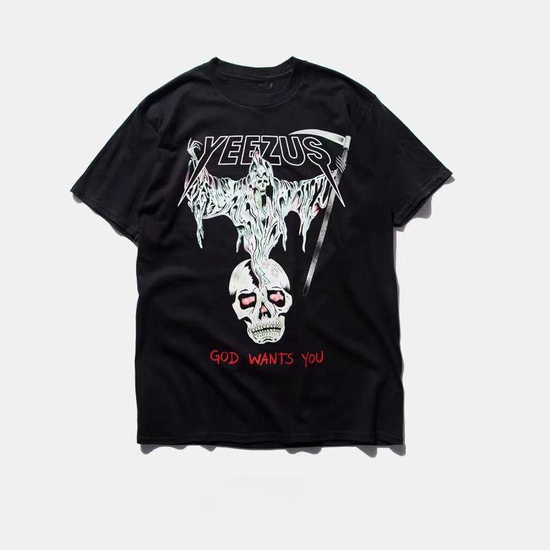 

High Street Skull Print Tshirt Gothic Cotton Tshirt Harajuku Couple Shirt Y2K Top Short Sleeve Funny Hiphop Trend 4XL