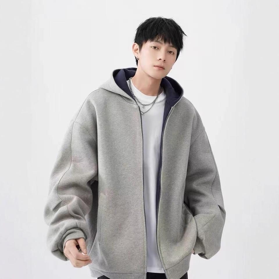 Men's Trendy Rogue Double Zipper Hooded Sweatshirt - Autumn/Winter Loose Casual Sports Cardigan Jacket