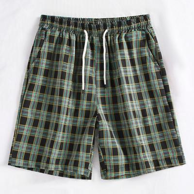 Men's Casual Shorts Fashion Plus Size Elastic Waist Plaid Shorts for Men Clothes