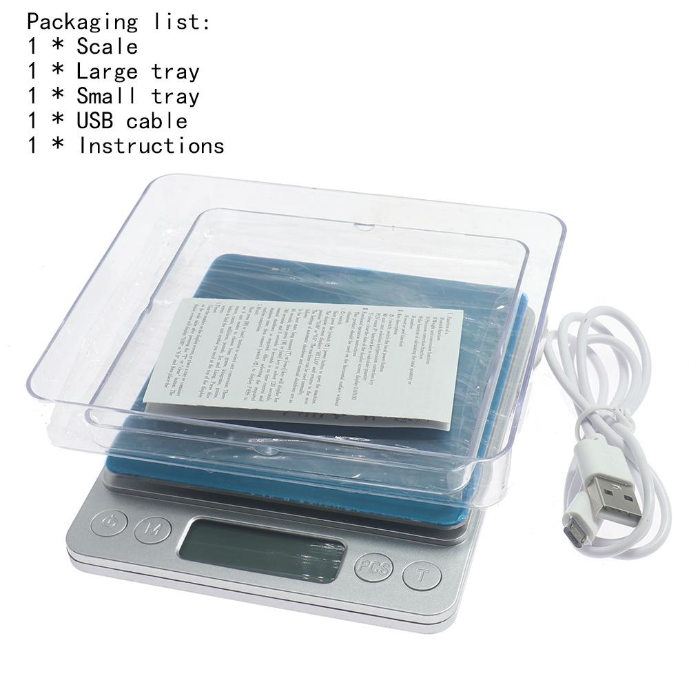 USB-Aufladung Lithium-Batterie Mini Präzision LCD Digital Küchenwaage Gewichtswaage Tee Backen 3kg/0.1 500g/0.01