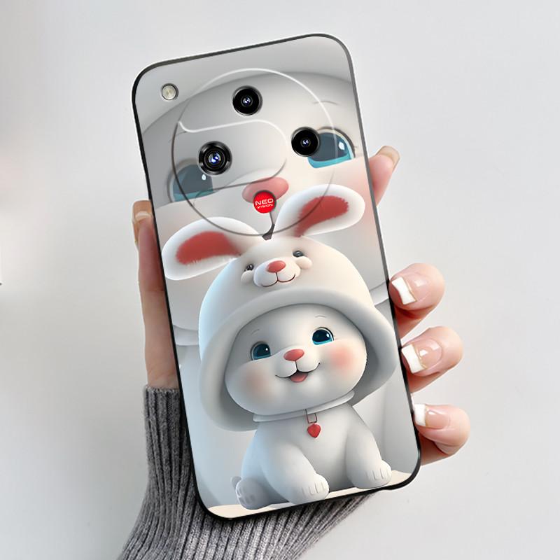 Für ZTE Nubia Focus 2 5G Hülle Z2462N Luxuriös Niedliches Herz Kaninchen Weiches TPU Silikon Matt Schwarz Handyhülle Stoßfeste Rückseite