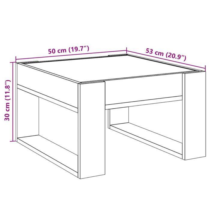 VidaXL Table basse avec LED infini chêne sonoma 50x53x30 cm, table d'appoint, table de salon, table latérale, bout de 847625